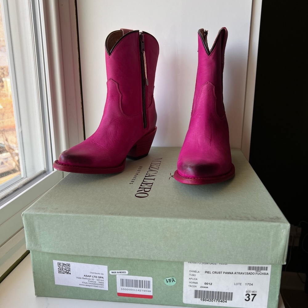 Mezcalero Women's Hot Pink Leather Boots 37 6.5-7